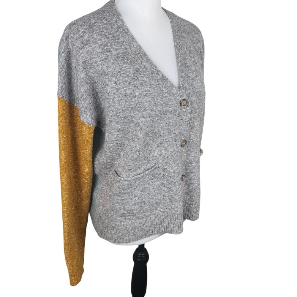 Hem & Thread Colorblock Grandpa Long Sleeve Button Front Sweater Cardigan Small